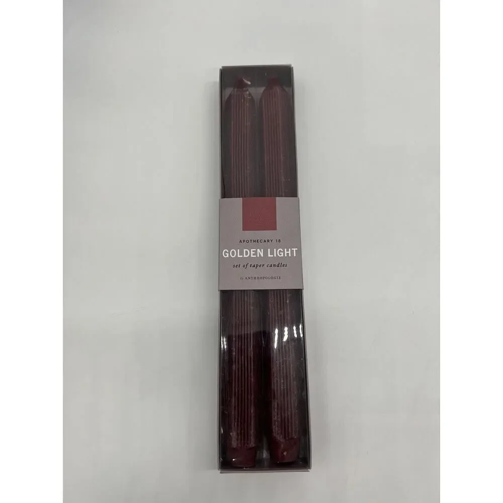 Anthropologie Apothecary 18 Golden Light Taper Candles in Wine Set of 2